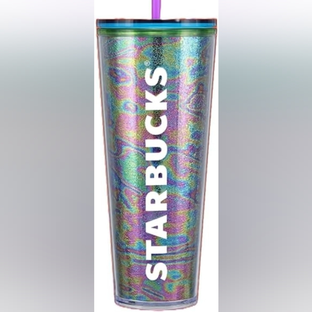 Starbucks 24 oz Venti Oil Slick Iridescent Cold Cup Tumbler – Rare